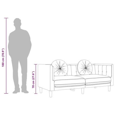 Sofa 3-osobowa z poduszkami, kremowa, aksamit
