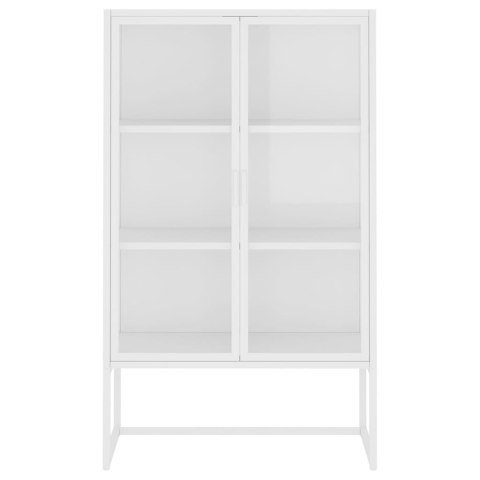 Szafka, biała, 80x35x135 cm, stal i hartowane szkło
