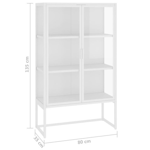 Szafka, biała, 80x35x135 cm, stal i hartowane szkło
