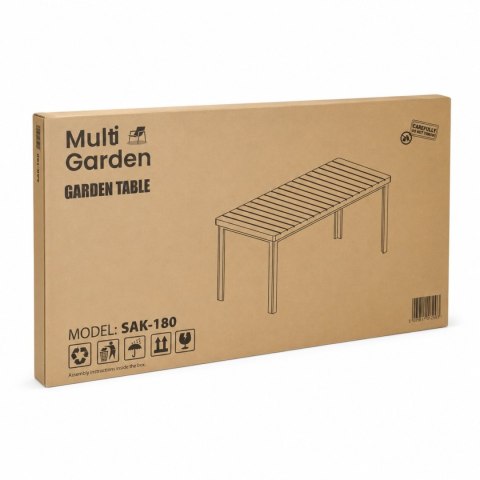 Duży stół ogrodowy 8-osobowy 180x90 cm na taras ogród czarny MultiGarden