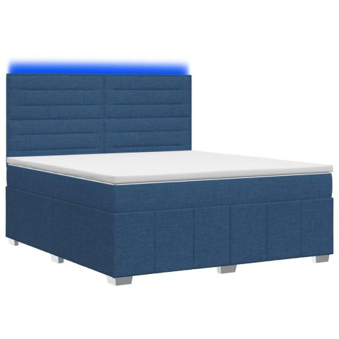 Łóżko z box spring LED z materacem niebieski 140 x 190 cm