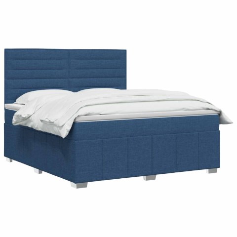 Łóżko z box spring LED z materacem niebieski 140 x 190 cm