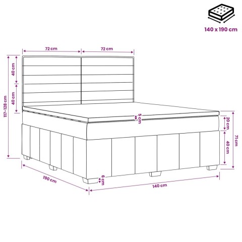 Łóżko z box spring LED z materacem niebieski 140 x 190 cm