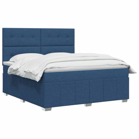 Łóżko z box spring LED z materacem niebieski 140 x 200 cm