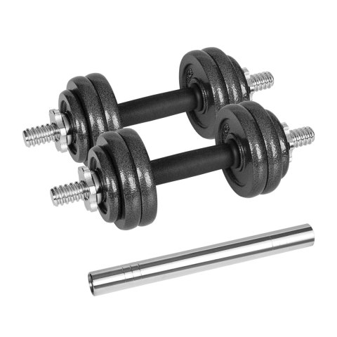 Hantle żeliwne regulowane w walizce z gryfem, zestaw 15kg REBEL ACTIVE