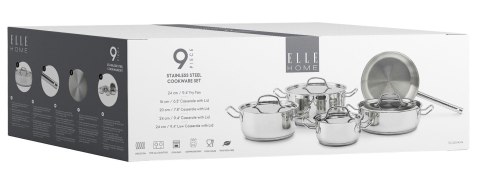 Zestaw garnków ze stali ELLE Home ECCS200409A, 9 elementów