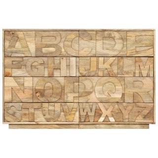 Komoda z 6 szufladami, alfabet, 120x35x79 cm, lite drewno mango