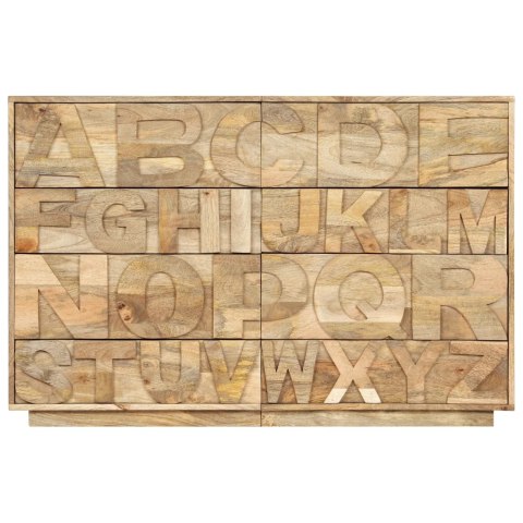 Komoda z 6 szufladami, alfabet, 120x35x79 cm, lite drewno mango