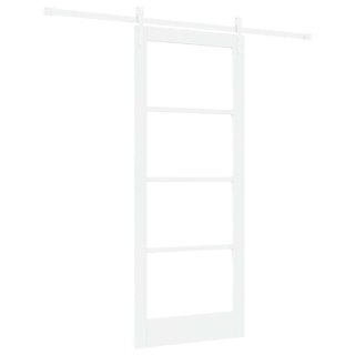 Drzwi przesuwne Biały 83 x 202 cm Lite drewno sosnowe i szkło