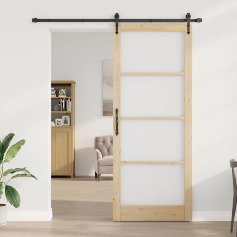 Drzwi przesuwne Naturalny i czarny 93 x 232 cm