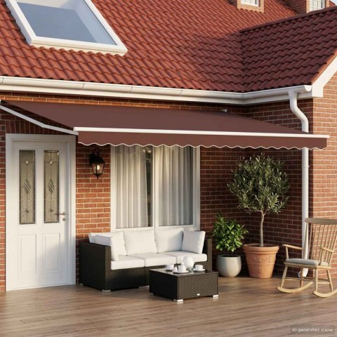 Markiza wysuwana brązowy 4 x 2 m 100% Poliester i Aluminium