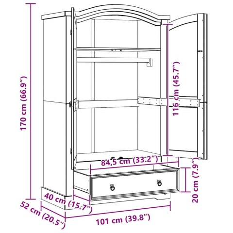 Garderoba Corona Biały 101 x 52 x 170 cm Lite drewno sosnowe