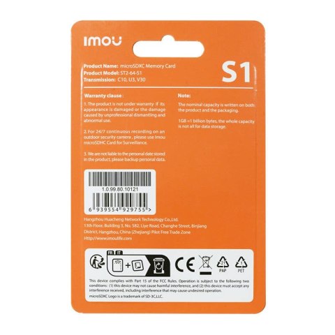 Karta pamięci IMOU ST2-64-S1 64GB microSD
