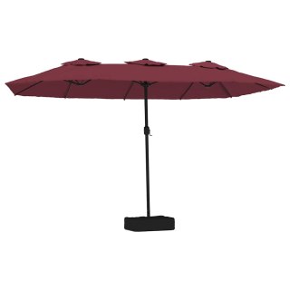 Podwójny parasol ogrodowy z LED, bordowy, 449x265 cm