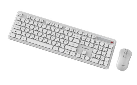 GEMBIRD BEZPRZEWODOWY ZESTAW KLAWIATURY + MYSZ SLIM PRO BUSINESS NA BIURKO,BIAŁY, UKŁAD RU