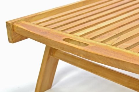 Leżak ogrodowy DIVERO z drewna tekowego z kółkami