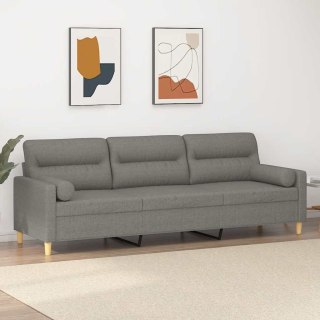 3-osobowa sofa wypoczynkowa z poduszkami, ciemnoszara, 210 cm