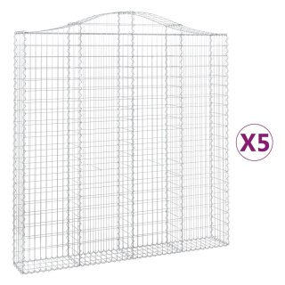 Kosze gabionowe, 5 szt, 200x30x200/220 cm, galwanizowane żelazo