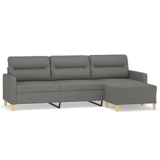 3-osobowa sofa z podnóżkiem, ciemnoszara, 210 cm, tkaniną
