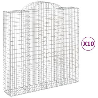 Kosze gabionowe, 10 szt, 200x50x200/220cm, galwanizowane żelazo