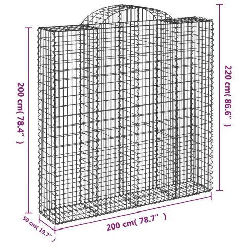 Kosze gabionowe, 10 szt, 200x50x200/220cm, galwanizowane żelazo