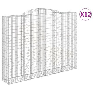 Kosze gabionowe, 12 szt, 300x50x220/240cm, galwanizowane żelazo
