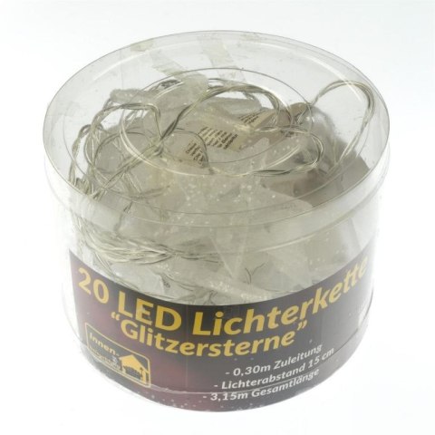 Zestaw świecących gwiazd LED, 20 diod LED, ciepła biel