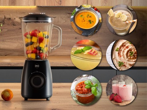 ELDOM BLENDER KIELICHOWY BK6 NOXAR 100W CZARNY 22000 OBR/NIN KIELICH 1,8 L ZE SZKŁA HARTOWANEGO DWA POZIOMY RĘDKOŚCI + PULSE