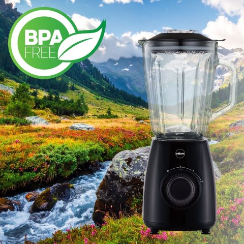 ELDOM BLENDER KIELICHOWY BK6 NOXAR 100W CZARNY 22000 OBR/NIN KIELICH 1,8 L ZE SZKŁA HARTOWANEGO DWA POZIOMY RĘDKOŚCI + PULSE
