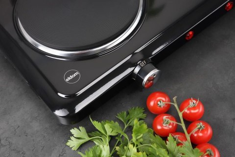 ELDOM ELEKTRYCZNA KUCHENKA DWUPALNIKOWA PG22 2500W, PŁYNNA REGULACJA TEMPERATURY ŚREDNICE PŁYT 18,5 CM + 15,5 CM