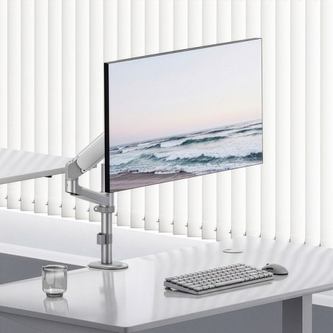 ERGO OFFICE UCHWYT / WIESZAK NA MONITOR SPRĘŻYNA GAZOWA, 17"-32", 1-10KG, BIAŁY MAT, MAX. VESA 100X100 ER-691 W