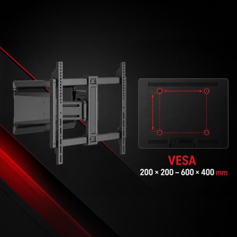 MACLEAN UCHWYT / WIESZAK DO TELEWIZORA, MAX. VESA 600X400, 37-90", MAX. OBCIĄŻENIE 65KG, CZARNY MC-881 N