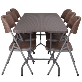 Zestaw cateringowy RATTAN stół 180 cm + 6 krzeseł