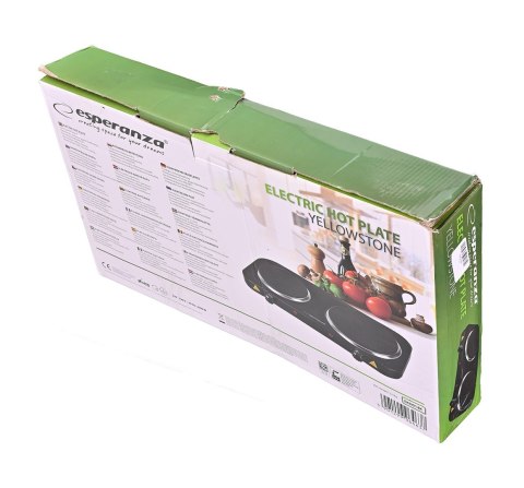 ESPERANZA KUCHENKA ELEKTRYCZNA YELLOWSTONE 1500W + 1000W CZARNA EKH014K (WYPRZEDAŻ)