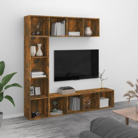 3-cz. regał na książki/pod TV, przydymiony dąb, 180x30x180 cm