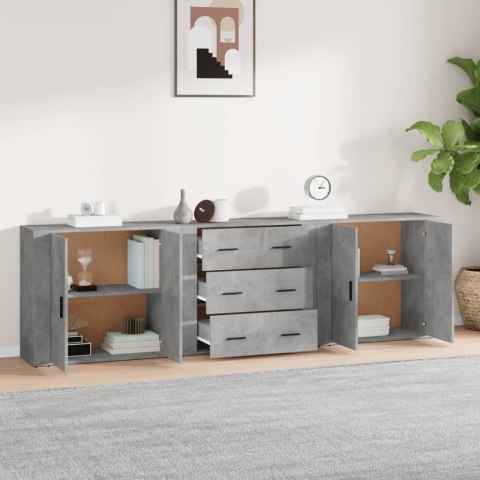 Szafki, 3 szt., szarość betonu, materiał drewnopochodny
