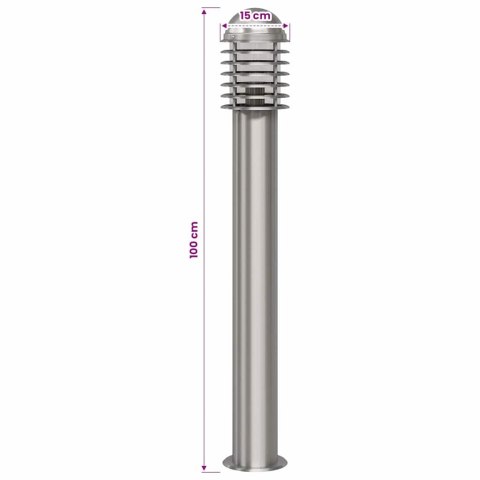 Lampa podłogowa ze stali nierdzewnej.