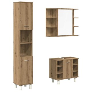 3-częściowy zestaw mebli łazienkowych, dąb artisan