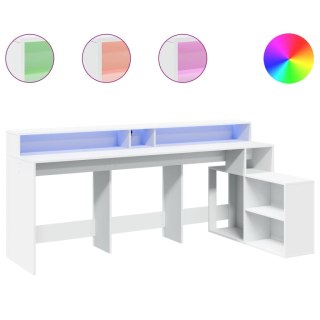 Biurko z podświetleniem LED, białe, 200x104x91 cm