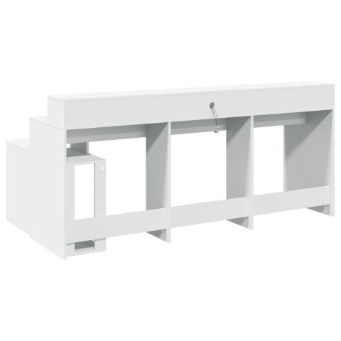Biurko z podświetleniem LED, białe, 200x104x91 cm