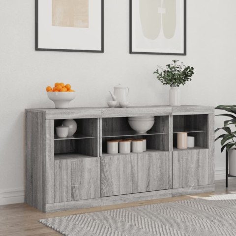Szafka z oświetleniem LED, szary dąb sonoma, 142,5x37x67 cm