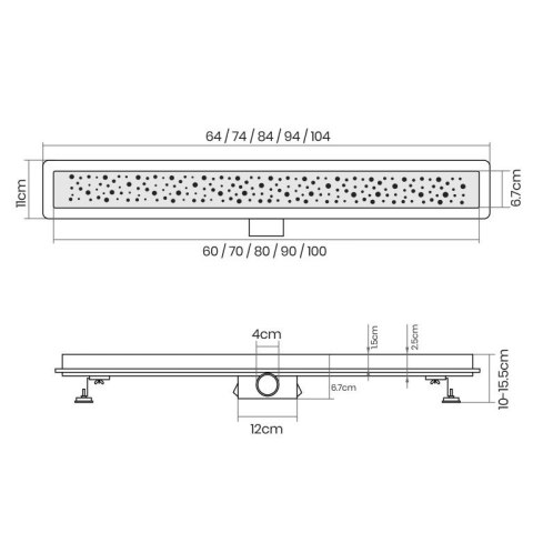 Aquamarin Perforowana rynna podłogowa do prysznica, 100 cm