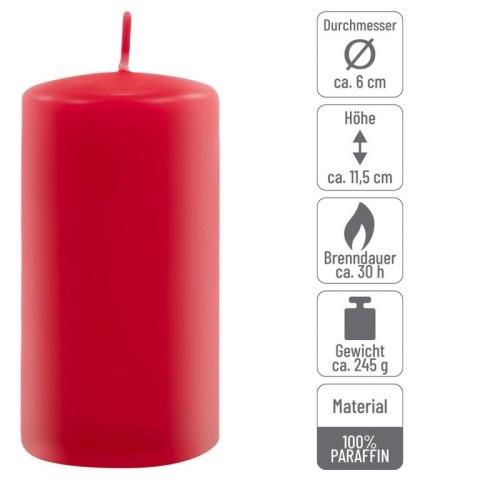 Czerwona świeca parafinowa 11,5 cm, czas 30 godz, 18szt