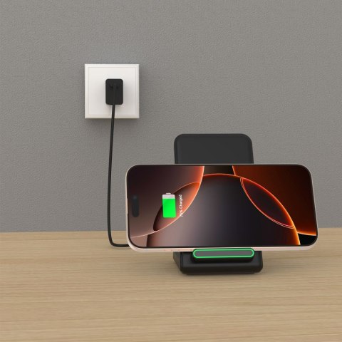 Ładowarka bezprzewodowa stojak do smartfona 15W - czarna