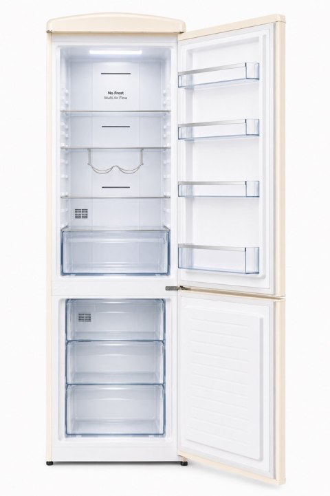 Lodówka Retro Ravanson LKK-315RC 597mm x 707mm x 1943 mm | 315l | Total No Frost | klasa E | kremowy