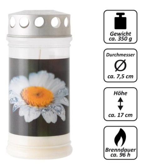 Plastikowa świeczka nagrobna „kwiat", zestaw 3 szt., 17 cm