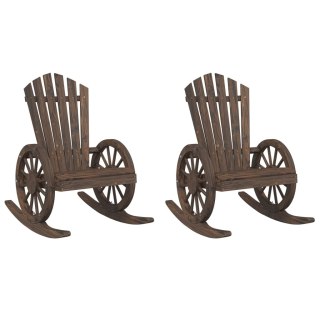 Krzesła bujane Adirondack, 2 szt., lite drewno jodłowe