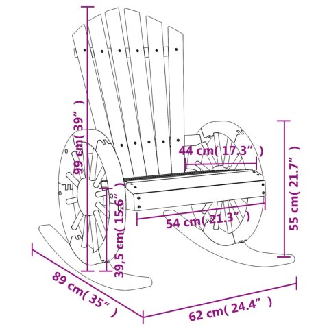 Krzesła bujane Adirondack, 2 szt., lite drewno jodłowe