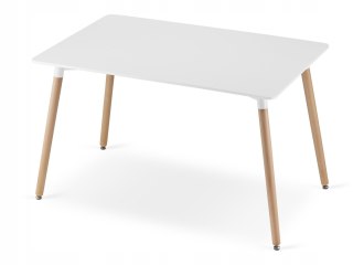 Zestaw Stół ADRIA 120cm x 80cm - biały + 4 krzesła WAT czarne / nogi naturalne