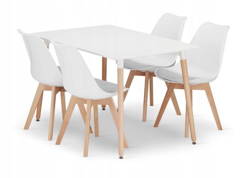 Zestaw stół prostokątny ADRIA 120x80cm biały + 4 krzesła MARK białe